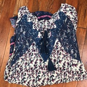 Floral blouse with tassels